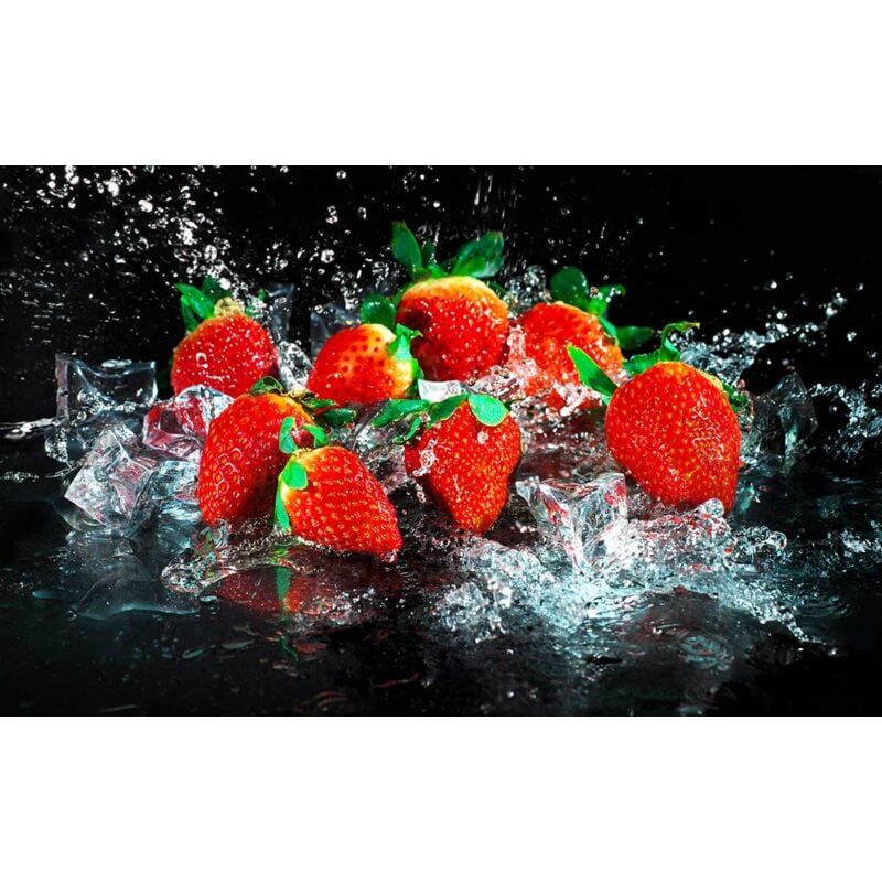 Hxadeco - Tableau deco cuisine fraise des bois nature, 80x50cm