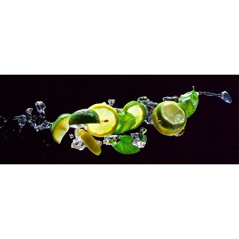 Hxadeco - Tableau deco cuisine lime citron en folie, 80x30cm