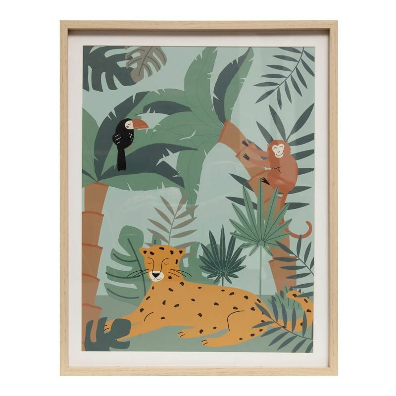 Tableau Déco Enfant Jungle 41x51cm Multicolore