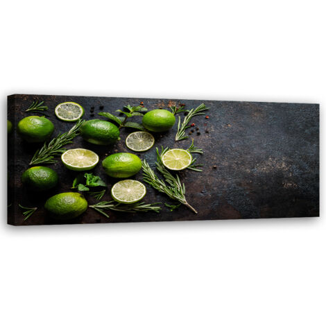 Tableau déco Épices de cuisine assaisonnées au citron vert 90x30