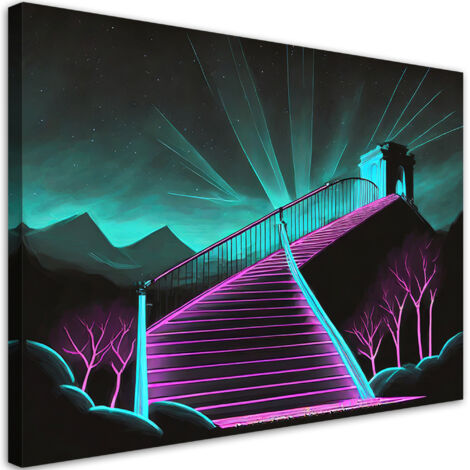 Tableau déco Escalier néon Abstrait 3D 60x40