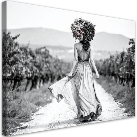 Tableau déco Femme avec des fruits sur la tête 100x70