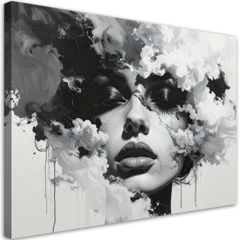 Tableau déco Femme en noir et blanc 90x60