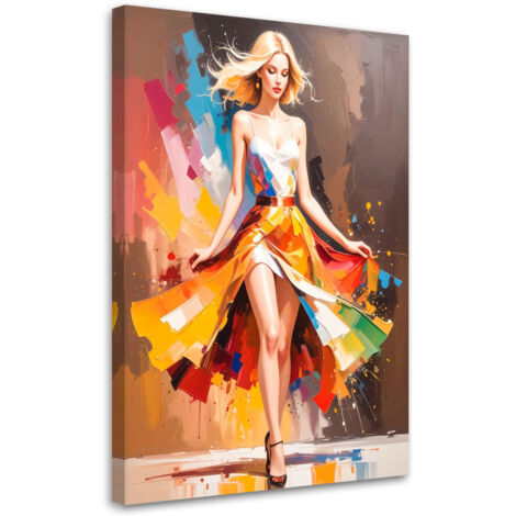 Tableau déco Femme en robe colorée 40x60