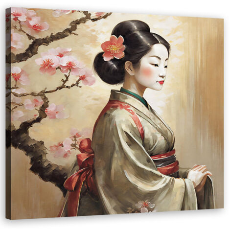 Tableau déco Femme japonaise geisha 30x30