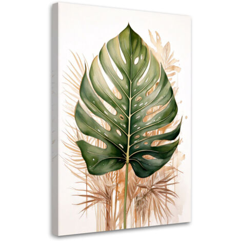 Tableau déco Feuille de monstera Aquarelle Vert Nature 40x60