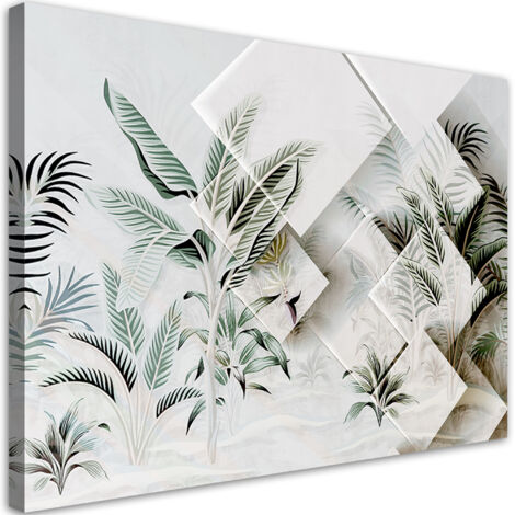 Tableau déco Feuilles 3D vertes 60x40