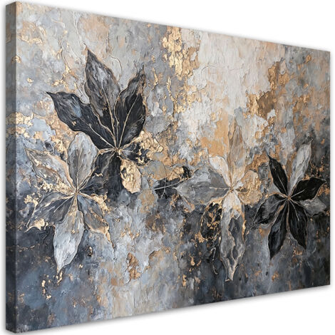Tableau déco Feuilles abstraites texture or 60x40