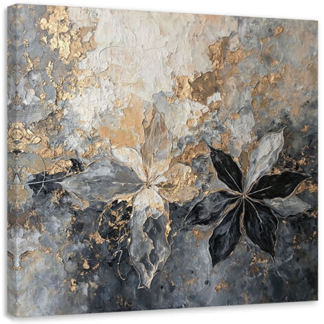 Tableau déco Feuilles abstraites texture or 60x60