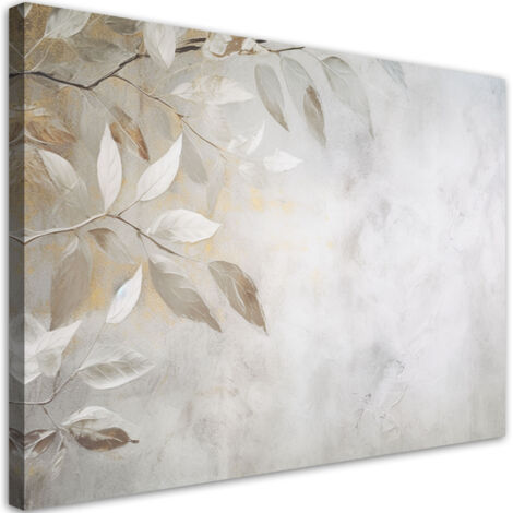 Tableau déco Feuilles beige branches nature béton bohème 60x40