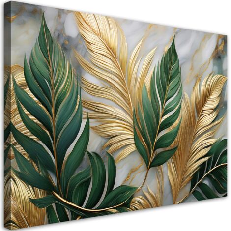 Tableau déco Feuilles botaniques Glamour Marble Gold 60x40