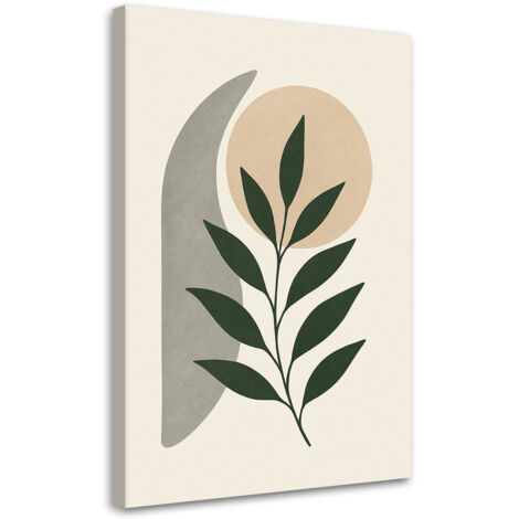 Tableau déco Feuilles Branche Minimalisme Beige Vert 40x60