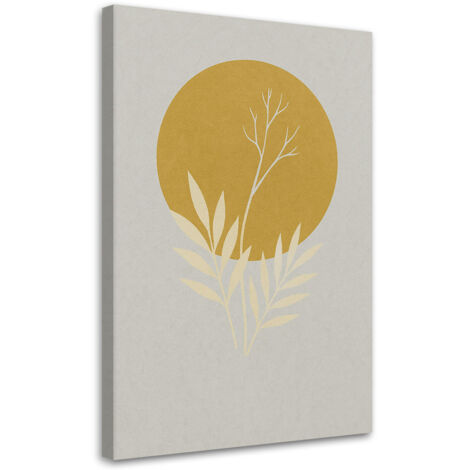 Tableau déco Feuilles Branche Minimalisme Doré Gris clair 40x60