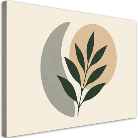 Tableau déco Feuilles Branche Minimalisme Vert Beige 60x40
