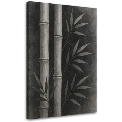Tableau déco Feuilles de bambou Noir Minimalisme 40x60