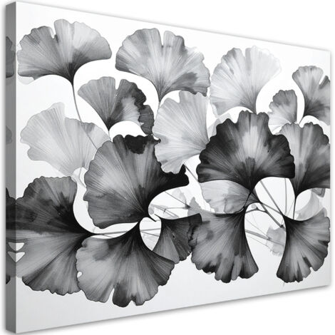 Tableau déco Feuilles de ginkgo en noir et blanc 90x60