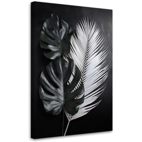 Tableau déco Feuilles de monstera noires et blanches 40x60