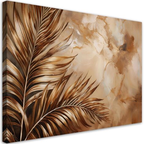Tableau déco Feuilles de palmier Glamour Marbre Sépia 90x60