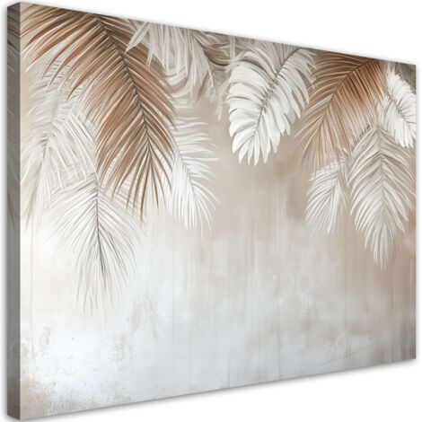 Tableau déco Feuilles de palmier suspendues sur fond beige 60x40