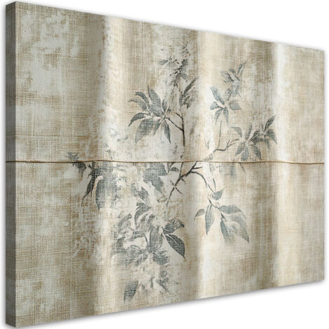 Tableau déco feuilles de plantes sur fond texturé 60x40