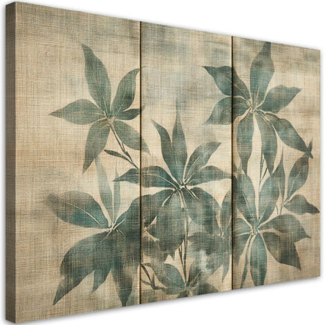 Tableau déco feuilles en nuances de gris 60x40