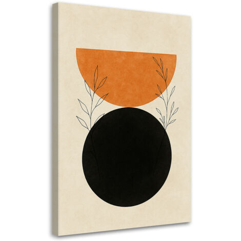 Tableau déco Feuilles Minimalisme Noir Orange 40x60