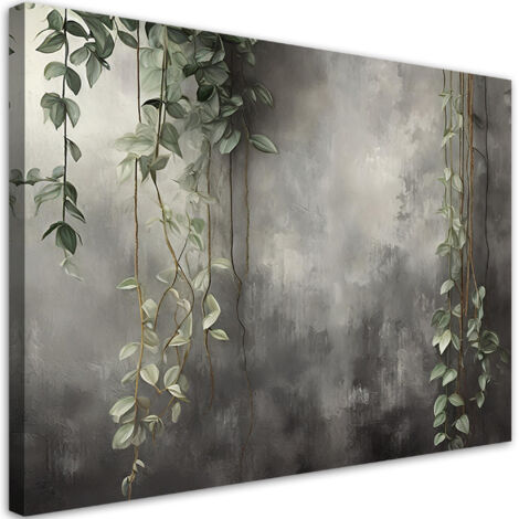 Tableau déco Feuilles sur fond de béton 90x60