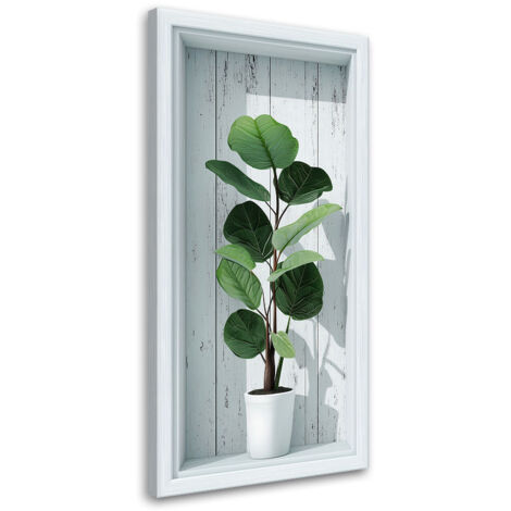 Tableau déco Feuilles vertes dans un renfoncement 3D 40x80