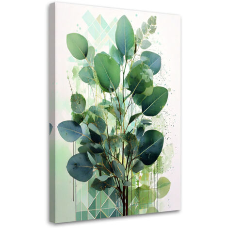 Tableau déco Feuilles vertes géométriques 40x60