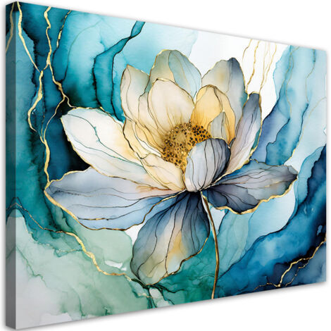 Tableau déco Fleur Aquarelle Abstraction 90x60