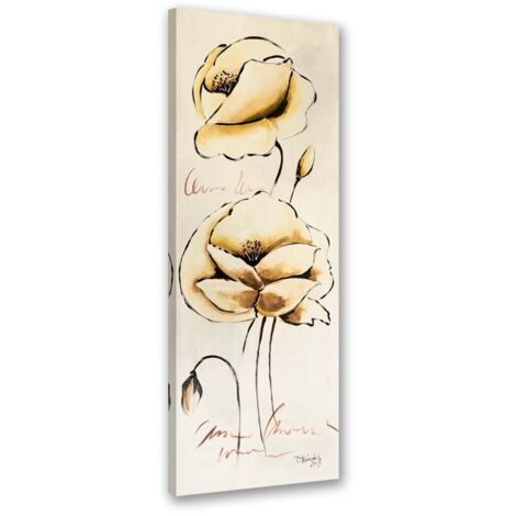 Tableau déco Fleur Beige Vertical Nature 30x90