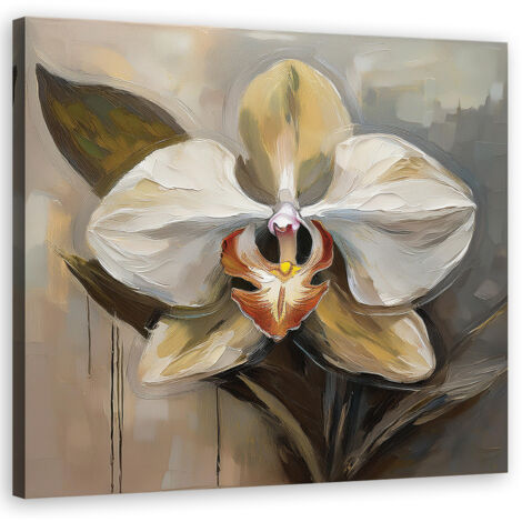 Tableau déco Fleur blanche peinte 30x30
