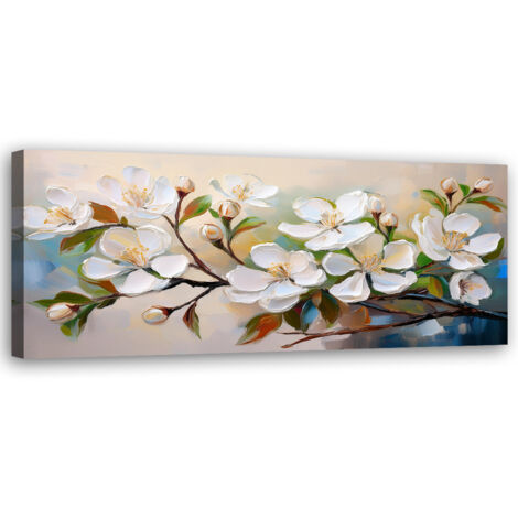 Tableau déco Fleur de pommier peinte 90x30