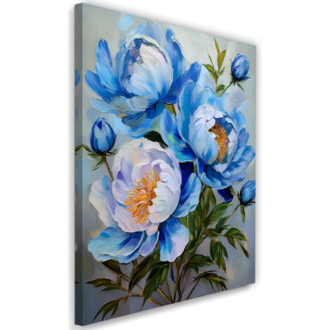 Tableau déco Fleur peinte de pivoines bleues 40x60