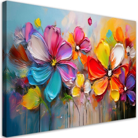 Tableau déco Fleurs abstraites aux couleurs pastel 60x40