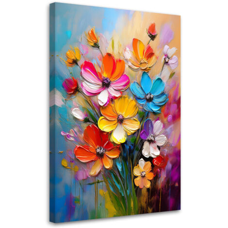 Tableau déco Fleurs abstraites colorées 60x90