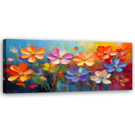 Tableau déco Fleurs colorées Composition pastel 90x30