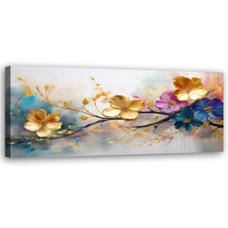 Tableau déco Fleurs colorées épanouies Glamour 90x30