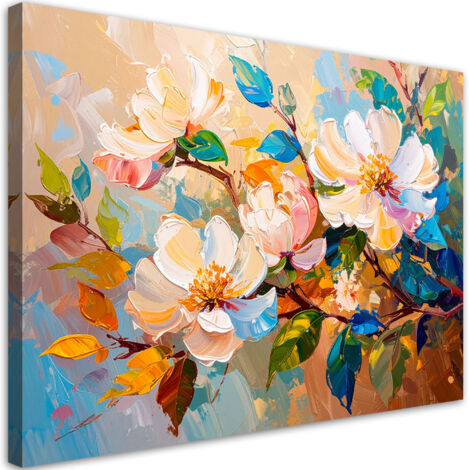 Tableau déco Fleurs colorées Feuilles Nature 60x40