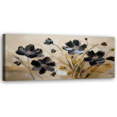 Tableau déco Fleurs de pavot peintes 90x30