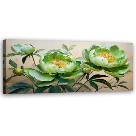 Tableau déco Fleurs de pivoine Composition verte 90x30