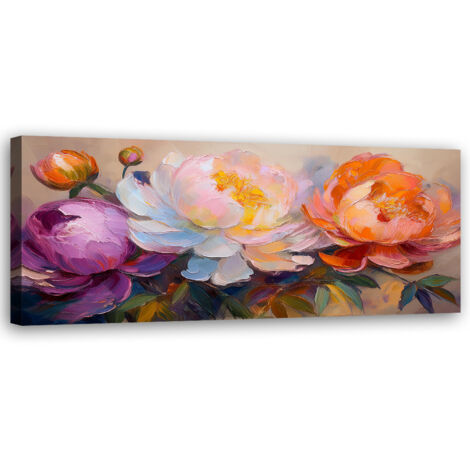 Tableau déco Fleurs de pivoine Plantes colorées 90x30
