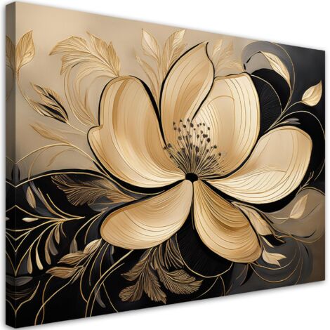 Tableau déco Fleurs Feuilles Glamour 60x40