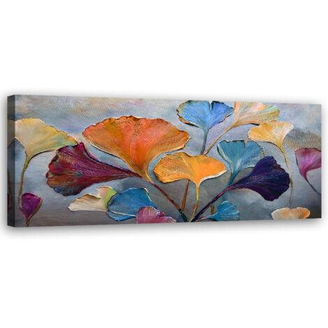 Tableau déco Fleurs Ginko colorées 90x30