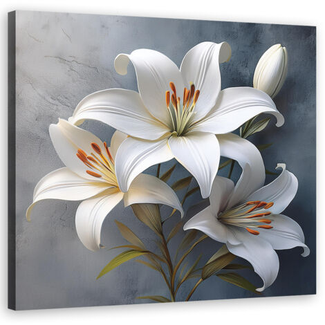Tableau déco Fleurs Lys Blanc 30x30