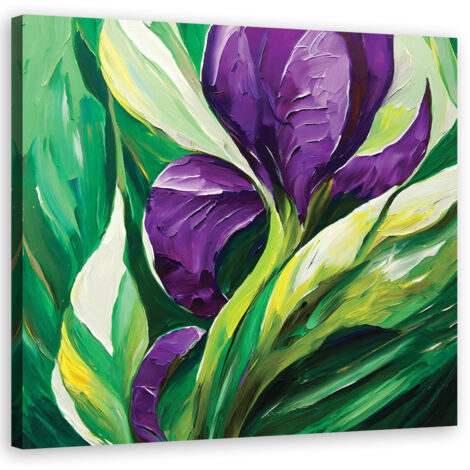 Tableau déco Fleurs peintes en violet 50x50