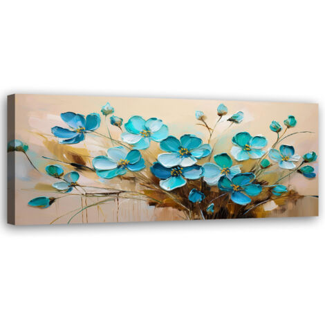 Tableau déco Fleurs Turquoise Plantes Bouquet Nature 90x30
