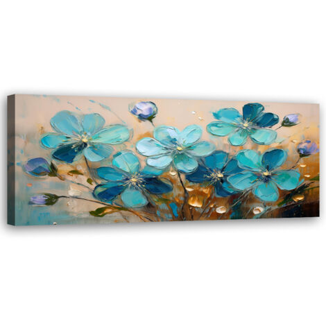 Tableau déco Fleurs Turquoise Plantes Nature 90x30