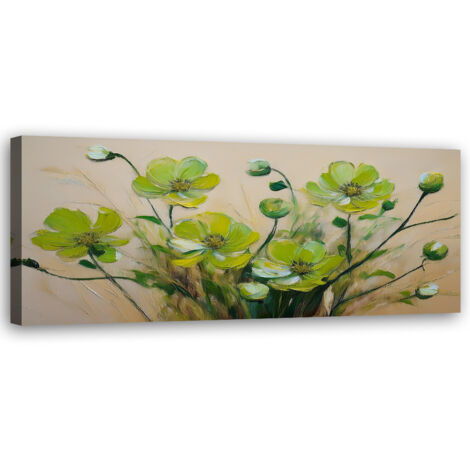 Tableau déco Fleurs vertes Plantes Composition 90x30