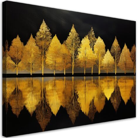 Tableau déco Forêt d'arbres dorés 100x70